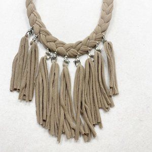Banded Fringe & Silver Statement Necklace